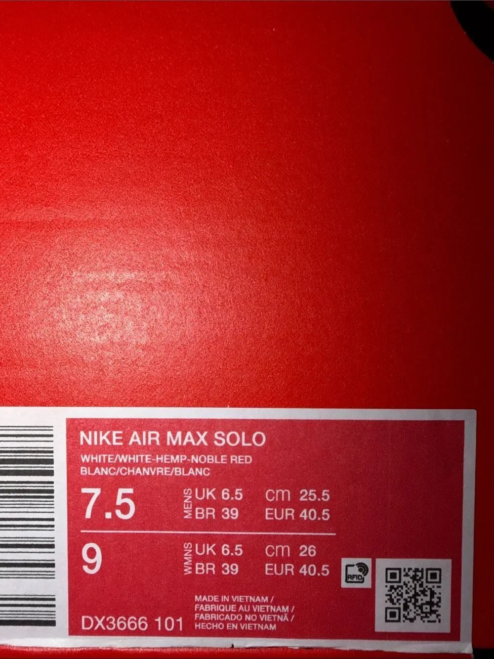Nike Air Max Solo Noble Red DX3666-101 Men’s Size 7.5